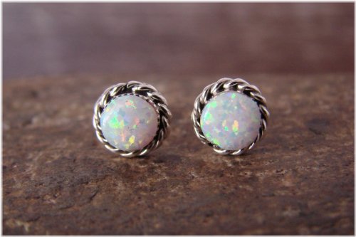 Zuni Opal Round Post Earrings by Cachini