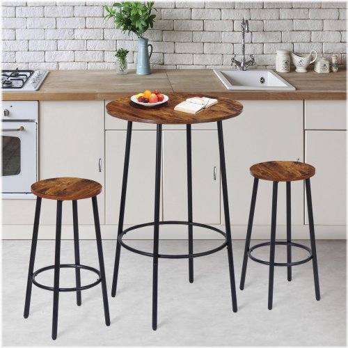 Rustic Pub Table Set with Bar Stools