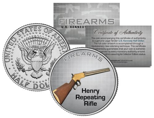 Colorized JFK Half Dollar featuring Henry Repeating Rifle