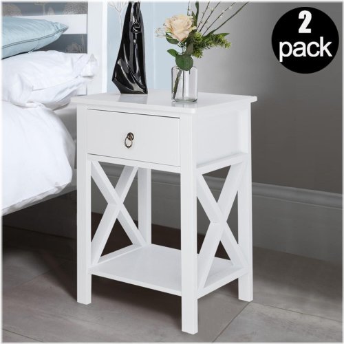 Pair of Sleek Wood Bedside Tables with Drawer Storage