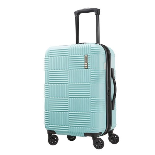 Checkered Mint Green Hardside Spinner Suitcase