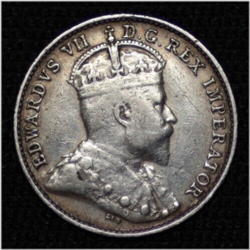 Canadian Silver Five Cents Coin - 1910