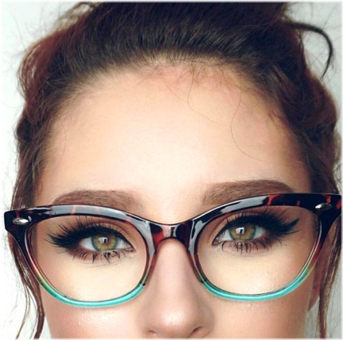 Tortoise Gradient Cat Eye Eyeglasses with Blue Shaded Lenses