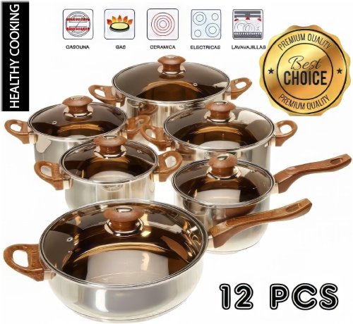 Silver 12-Piece Stainless Steel Cooking Set