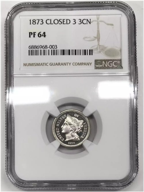 1873 Closed 3 Proof Nickel Three Cent Piece NGC PF-64