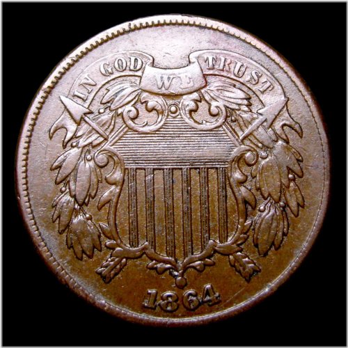 Stunning Details 1864 Two Cent Piece
