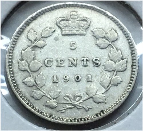 Canadian Silver Nickel Coin from 1901