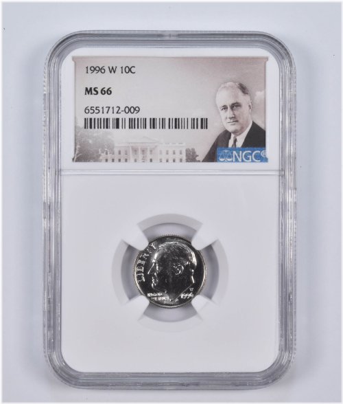 1996-W Roosevelt Dime NGC Special Label MS66