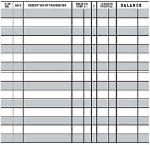 Large Print Checkbook Transaction Register