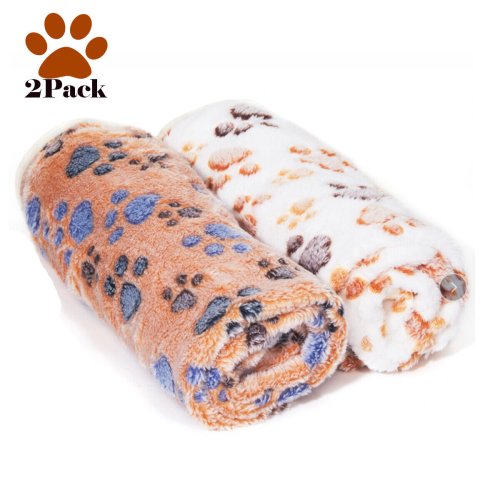 Paw Print Fleece Pet Blankets