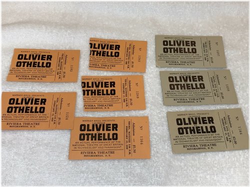Vintage Othello 1963 Theater Ticket Stubs
