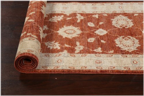 Floral Rust and Beige Peshawar-Chobi Wool Runner