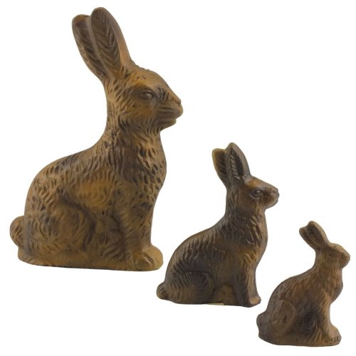 Cocoa-Hued Easter Bunny Figurines in Three Sizes