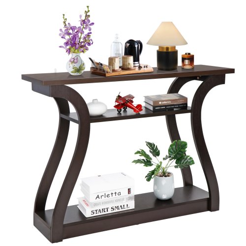 Curved Leg Console Table with Storage Shelf