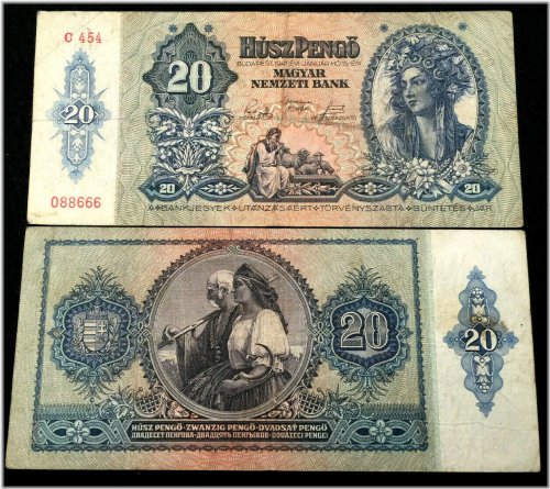 Hungary 20 Pengo Circulated (Fine) 1941 Banknote