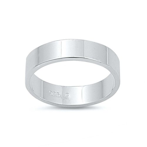 Flat Plain Sterling Silver Band