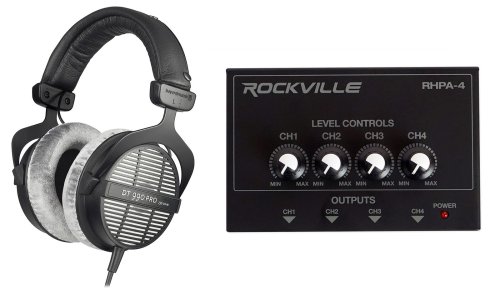 Pro-Grade Studio Headphones with Amplifier Bundle