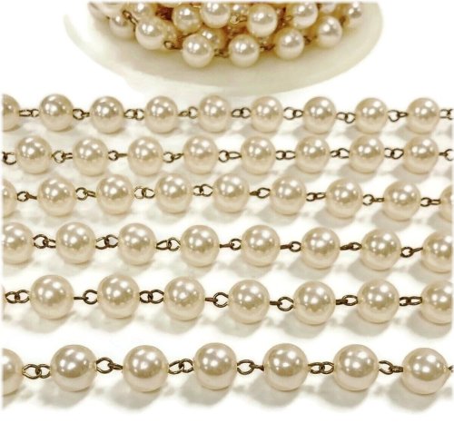 Vintage Pearl Rosary Link Chain