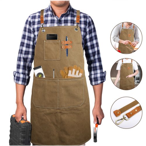 Canvas Work Apron with Multiple Pockets for Men