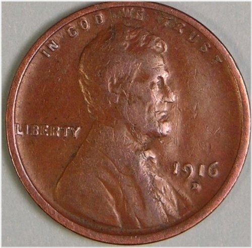 Vintage 1916 D Lincoln Wheat Penny