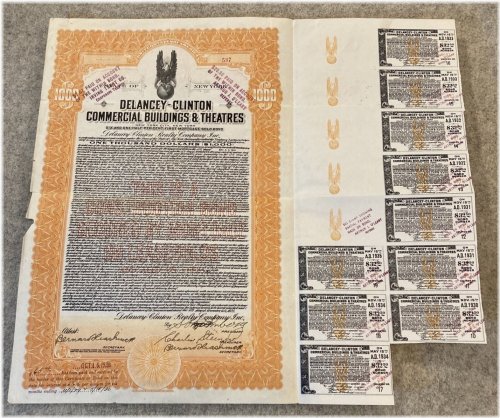 Delancy Clinton Entertainment Investment Certificate