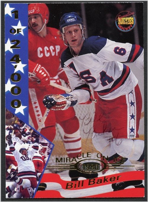 Miracle On Ice Commemorative Autographed Hockey Card by Bill Baker