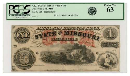 Missouri Defence Bond $1 Note - PCGS CU 63