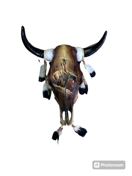 Sun Worship Hand-Painted Southwest Cow Skull