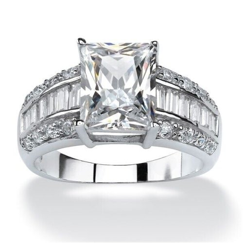 Princess Cut Sterling Silver Wedding Set