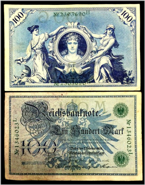 German Empire 100 Mark Banknote - Circa 1908