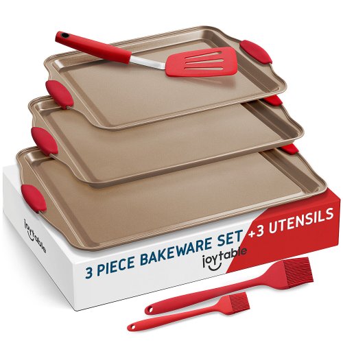 Ultimate Baking Bundle: 6 Nonstick Sheet Pans with Spatula and Silicon Brushes