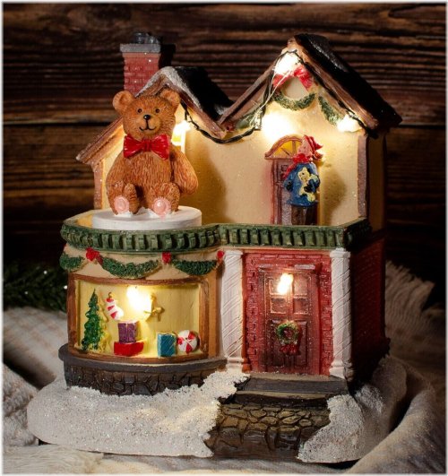 Whimsical Winter Wonderland Rotating Lighted Cozy House