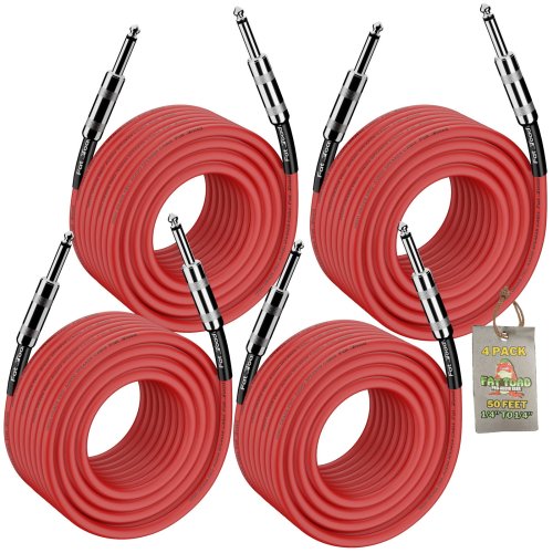 Fat Toad Quarter Inch Male Jack Cables - 50FT (4 Pack)