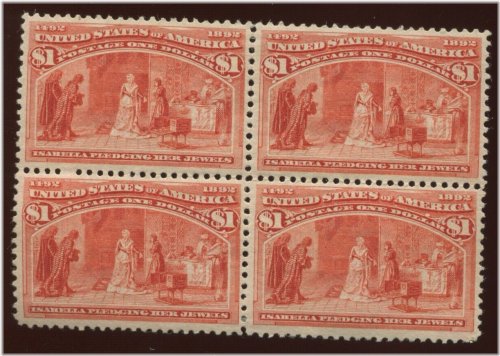 Columbian High Value Mint Block of 4 Stamps