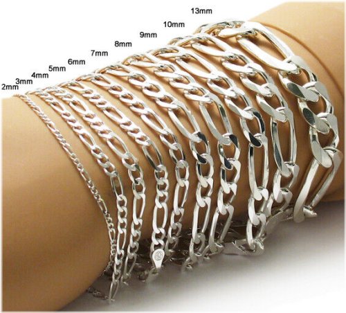 Silver Figaro Chain Bracelet: Timeless Elegance in Every Size