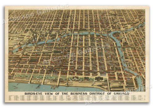 Chicago Illinois Vintage Panoramic Map - 1898 Edition