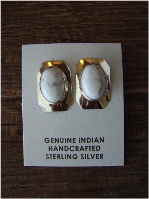 Southwest Silver Howlite Earrings by Russel Wilson