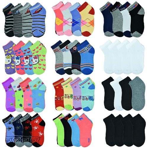 Tiny Toes Cotton Crew Socks - Pack of 6-12 Pairs, Sizes 0-8