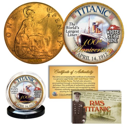 Gold Clad Britain Penny Coin - 100th Anniversary Edition