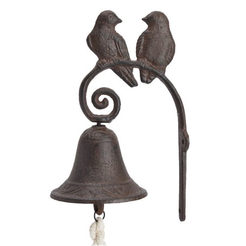 Lovebirds Cast Iron Bell for Outdoor Decor