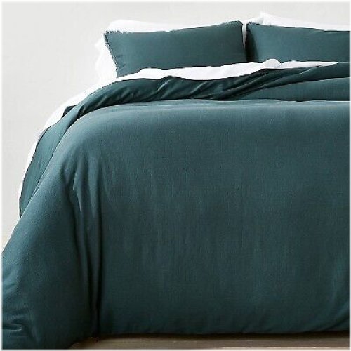 Deep Sea Linen Blend Duvet Cover & Sham Set