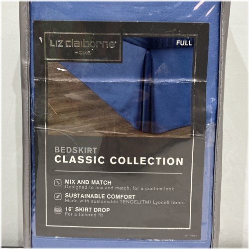 Blue Cotton Blend Bedskirt