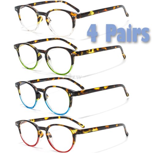 Horned Rim Spring Hinge Reading Glasses Set