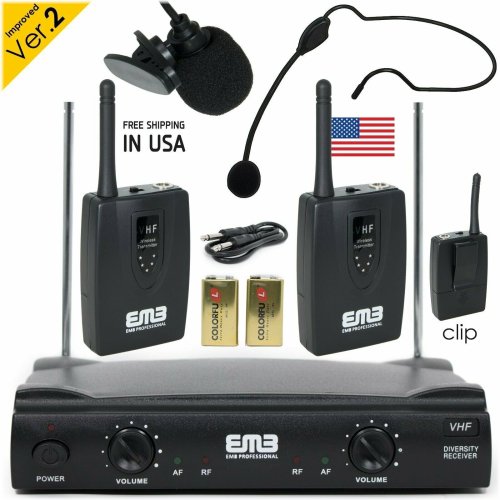 Wireless Dual Microphone System with Headset and Lavalier Options