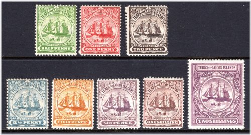 Turks & Caicos Islands 1900-4 Sc 1-8 Mint Hinged Dependency Badge