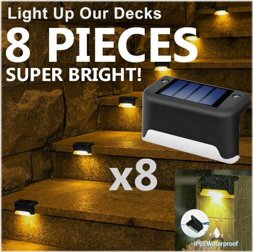 Radiance Pathway Lights - Set of 8 Solar-Powered LED Lamps for Outdoor Steps and Fences