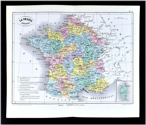 Judicial Districts of France - 1877 Vuillemin Map