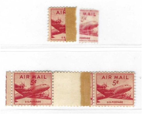 Rotary Press Print Error of 1947 Airmail Six Cents Stamp