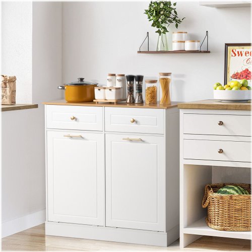 Tilt Out Trash Cabinet with Hidden Recycling Storage