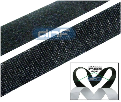 Black Adhesive Hook and Loop Tape - 1 Inch Width, 5 Feet Length